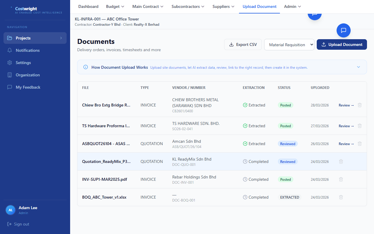 Upload documents, AI does the rest